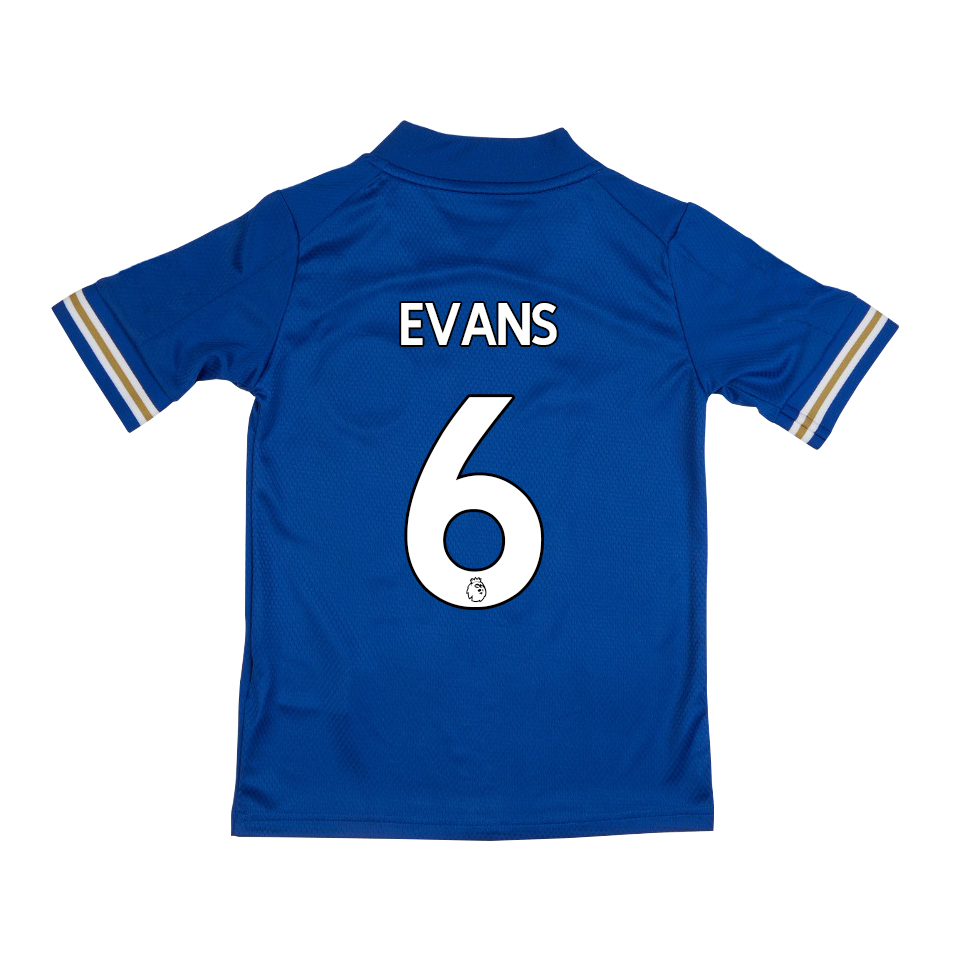 Niño Fútbol Camiseta Jonny Evans #6 1ª Equipación Azul 2020/21 La Camisa Chile