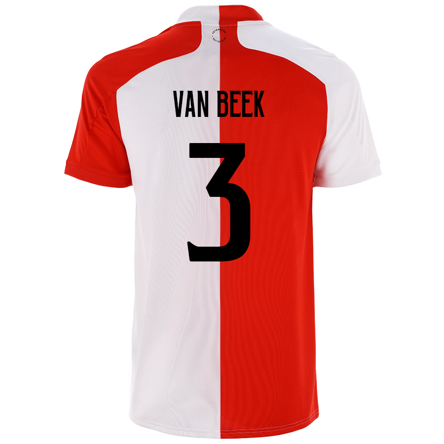 Niño Fútbol Camiseta Sven van Beek #3 1ª Equipación Roja Blanco 2020/21 La Camisa Chile