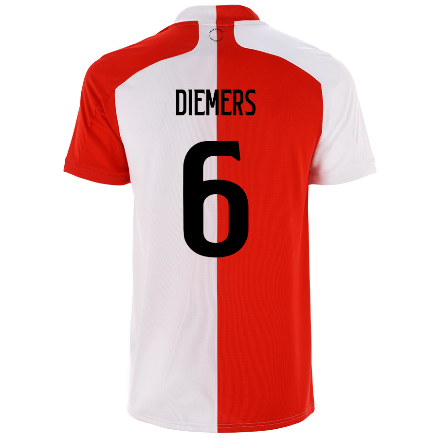 Niño Fútbol Camiseta Mark Diemers #6 1ª Equipación Roja Blanco 2020/21 La Camisa Chile