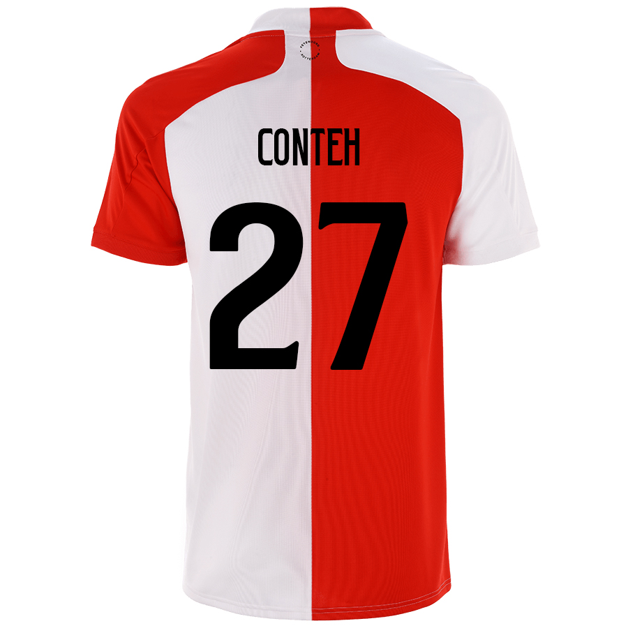 Niño Fútbol Camiseta Christian Conteh #27 1ª Equipación Roja Blanco 2020/21 La Camisa Chile