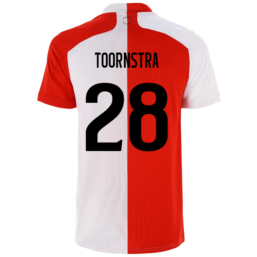 Niño Fútbol Camiseta Jens Toornstra #28 1ª Equipación Roja Blanco 2020/21 La Camisa Chile