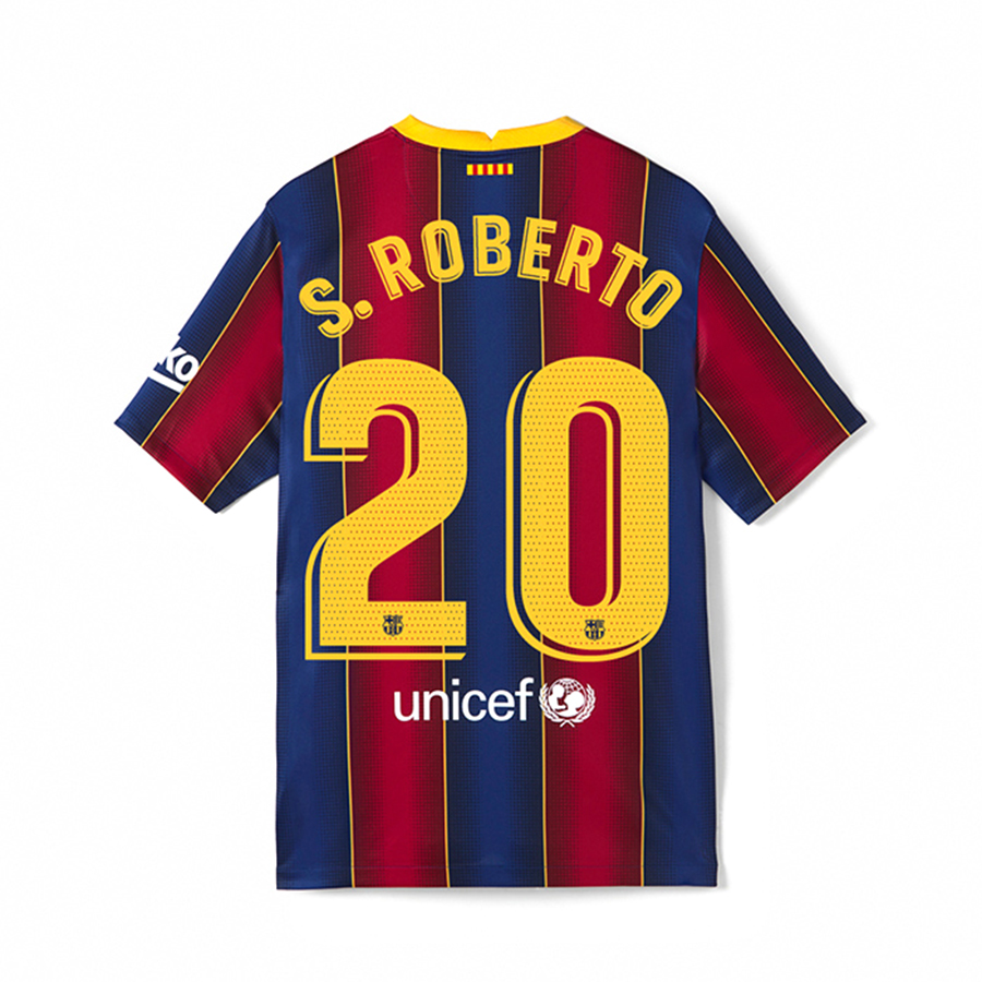Niño Fútbol Camiseta Sergi Roberto #20 1ª Equipación Rojo Azul 2020/21 La Camisa Chile