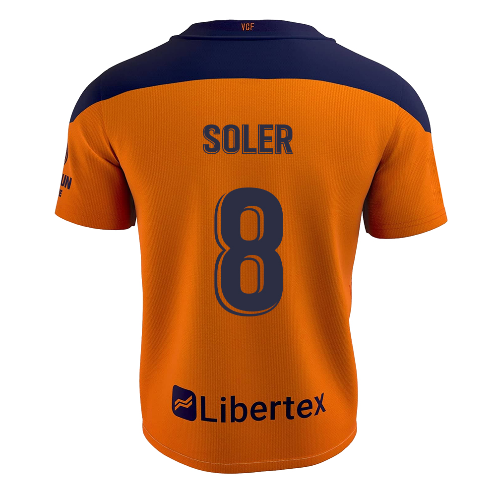Niño Fútbol Camiseta Carlos Soler #8 2ª Equipación Naranja 2020/21 La Camisa Chile