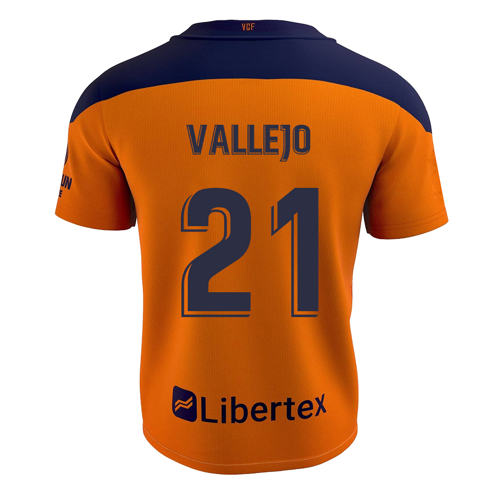Niño Fútbol Camiseta Manu Vallejo #21 2ª Equipación Naranja 2020/21 La Camisa Chile