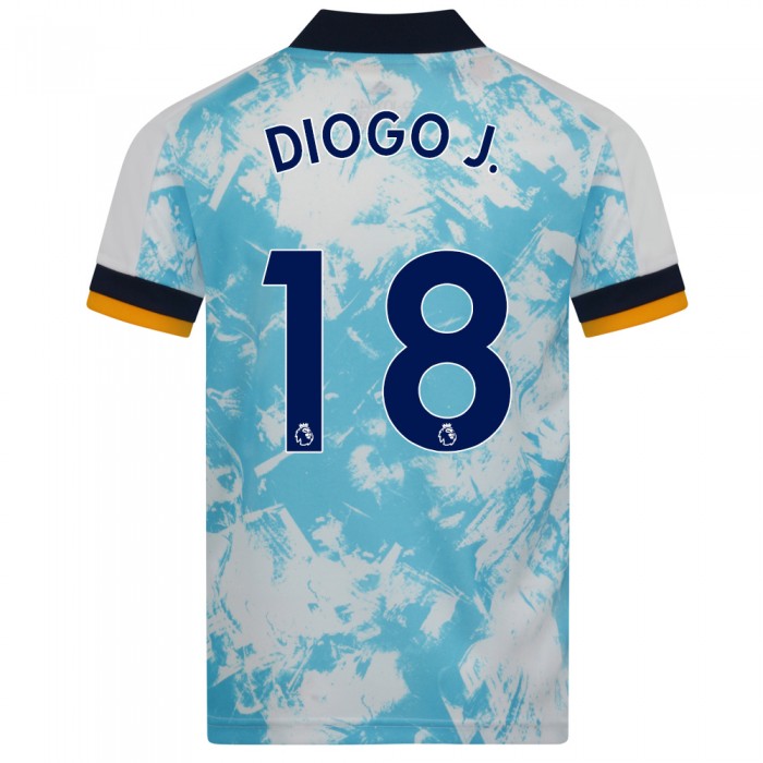 Niño Fútbol Camiseta Diogo Jota #18 2ª Equipación Blanco Azul 2020/21 La Camisa Chile