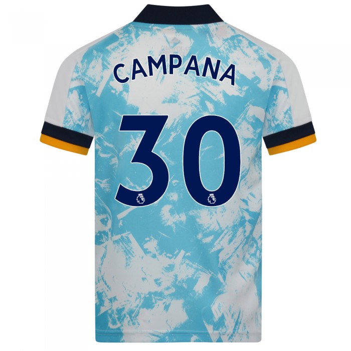 Niño Fútbol Camiseta Leonardo Campana #30 2ª Equipación Blanco Azul 2020/21 La Camisa Chile