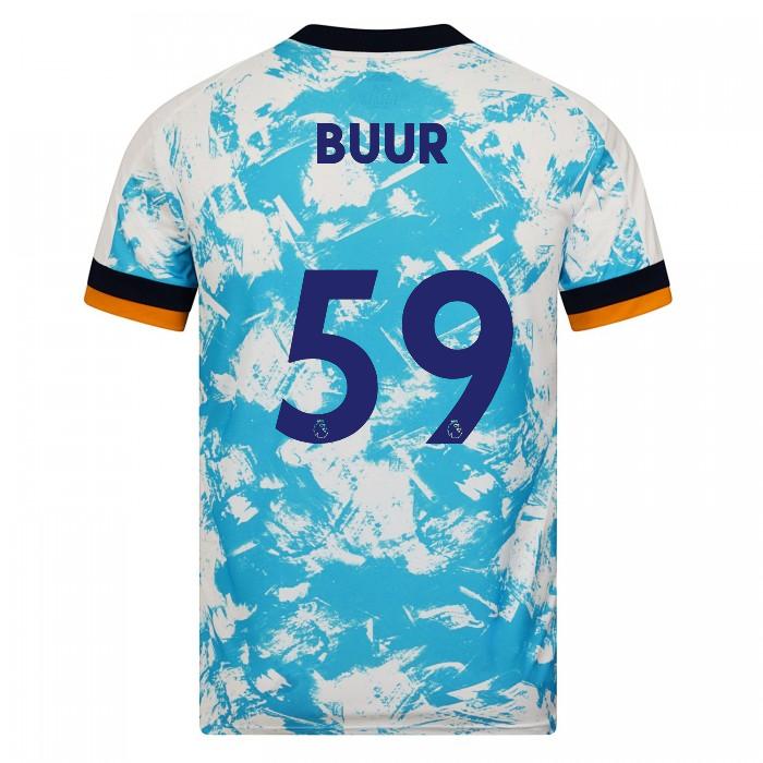 Niño Fútbol Camiseta Oskar Buur #59 2ª Equipación Blanco Azul 2020/21 La Camisa Chile