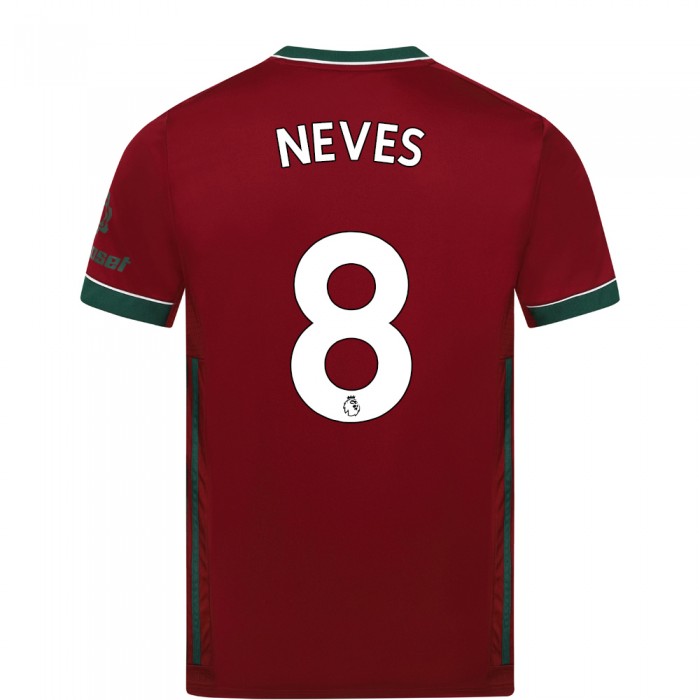 Niño Fútbol Camiseta Ruben Neves #8 3ª Equipación Carmín 2020/21 La Camisa Chile