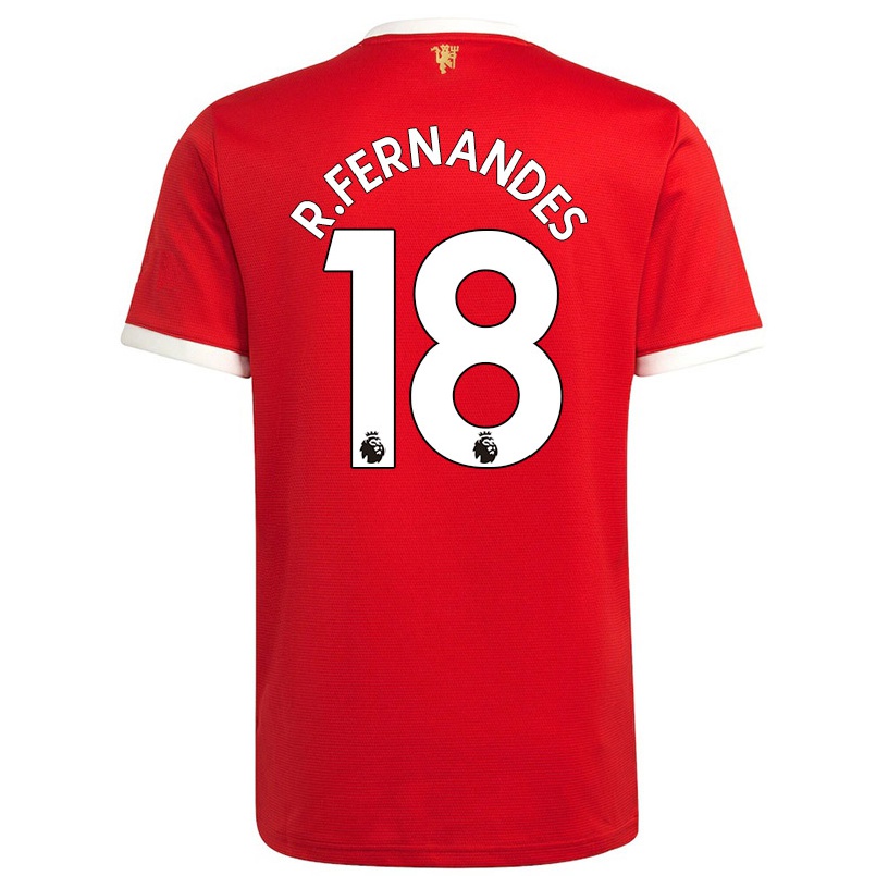 Hombre Fútbol Camiseta Bruno Fernandes #18 Rojo 1ª Equipación 2021/22 La Camisa Chile