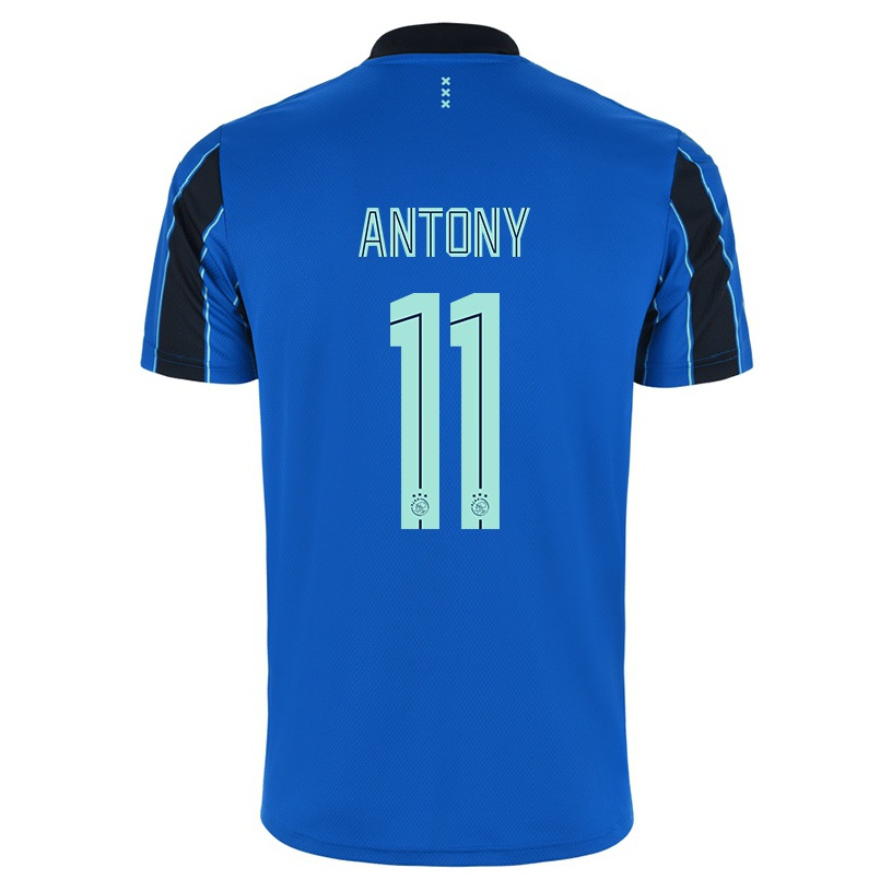 Hombre Fútbol Camiseta Antony #11 Azul Negro 2ª Equipación 2021/22 La Camisa Chile
