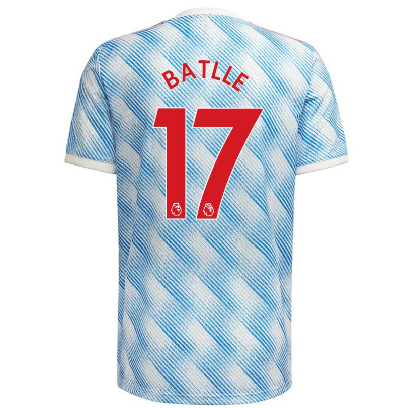 Hombre Fútbol Camiseta Ona Batlle #17 Azul Blanco 2ª Equipación 2021/22 La Camisa Chile