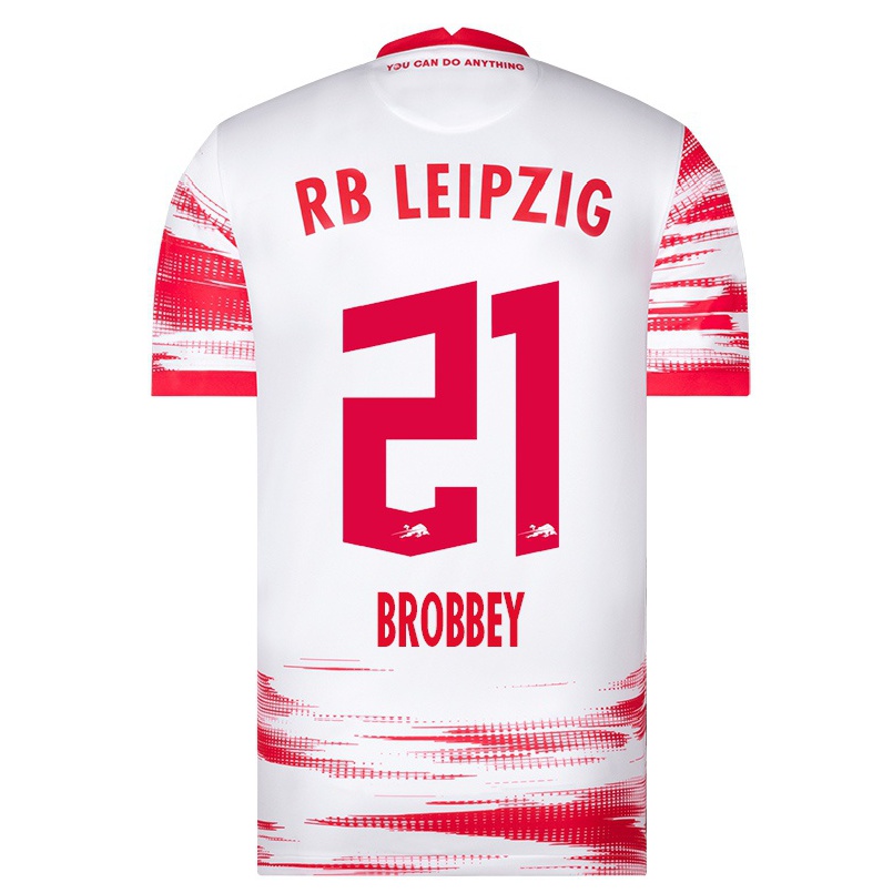 Hombre Fútbol Camiseta Brian Brobbey #21 Rojo Blanco 1ª Equipación 2021/22 La Camisa Chile
