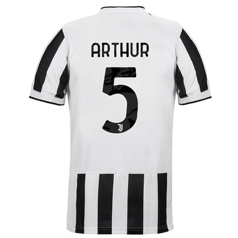 Hombre Fútbol Camiseta Arthur #5 Blanco Negro 1ª Equipación 2021/22 La Camisa Chile