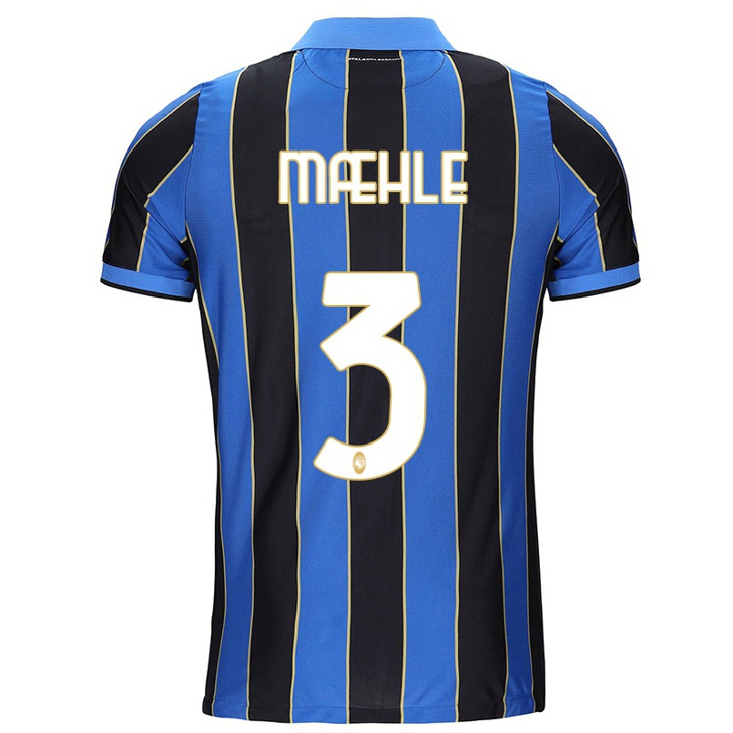 Hombre Fútbol Camiseta Joakim Maehle #3 Azul Negro 1ª Equipación 2021/22 La Camisa Chile