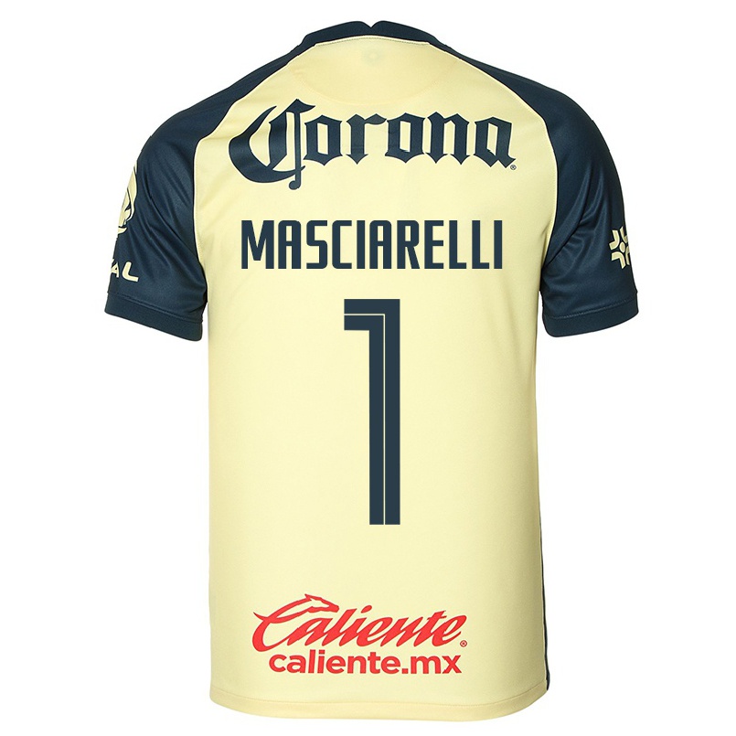Hombre Fútbol Camiseta Renata Masciarelli #1 Amarillo 1ª Equipación 2021/22 La Camisa Chile