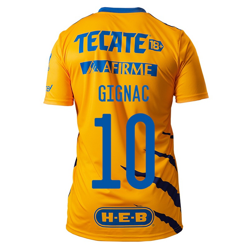 Hombre Fútbol Camiseta Andre-pierre Gignac #10 Amarillo 1ª Equipación 2021/22 La Camisa Chile