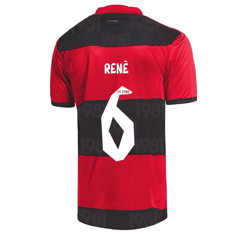 Hombre Fútbol Camiseta Rene #6 Negro Rojo 1ª Equipación 2021/22 La Camisa Chile