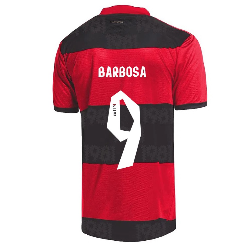 Hombre Fútbol Camiseta Gabriel Barbosa #9 Negro Rojo 1ª Equipación 2021/22 La Camisa Chile