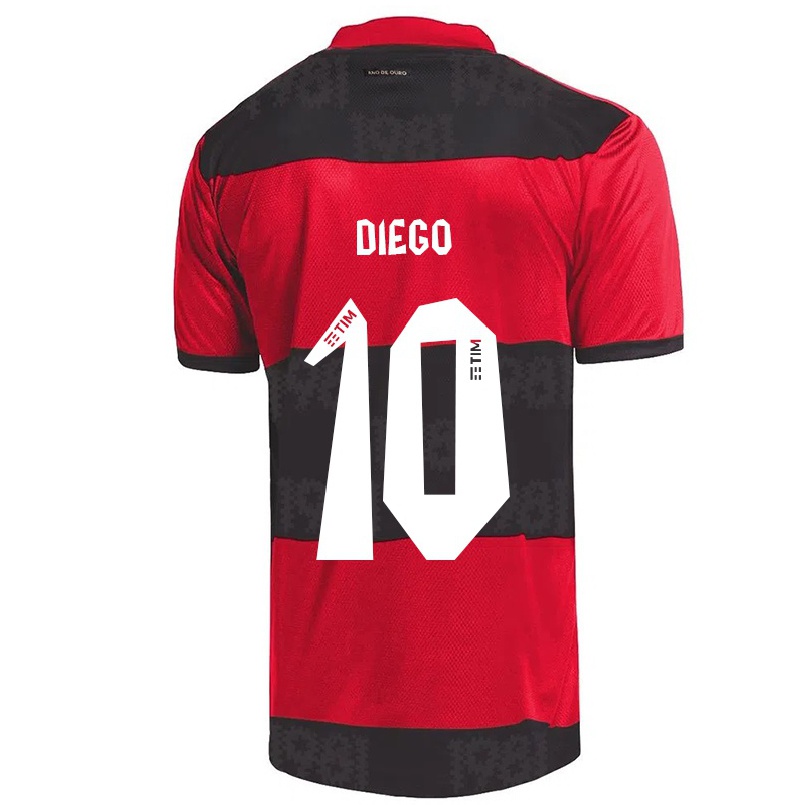 Hombre Fútbol Camiseta Diego #10 Negro Rojo 1ª Equipación 2021/22 La Camisa Chile
