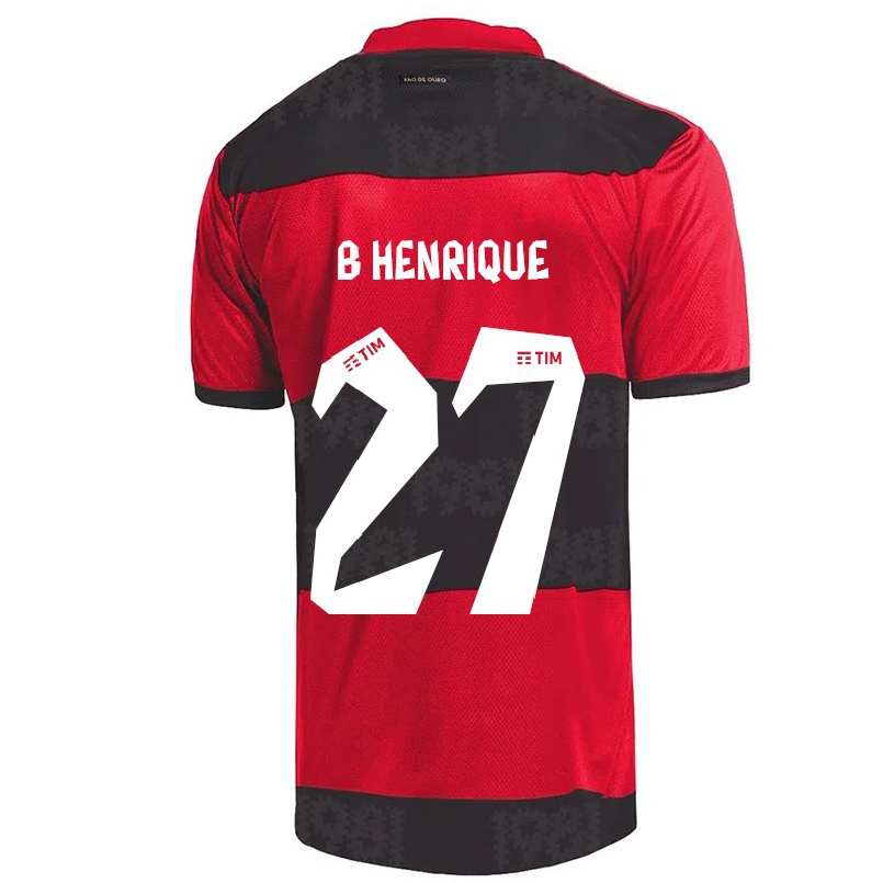 Hombre Fútbol Camiseta Bruno Henrique #27 Negro Rojo 1ª Equipación 2021/22 La Camisa Chile