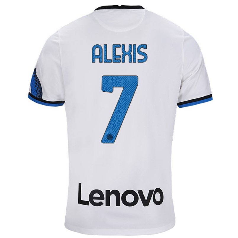 Hombre Fútbol Camiseta Alexis Sanchez #7 Blanco Azul 2ª Equipación 2021/22 La Camisa Chile