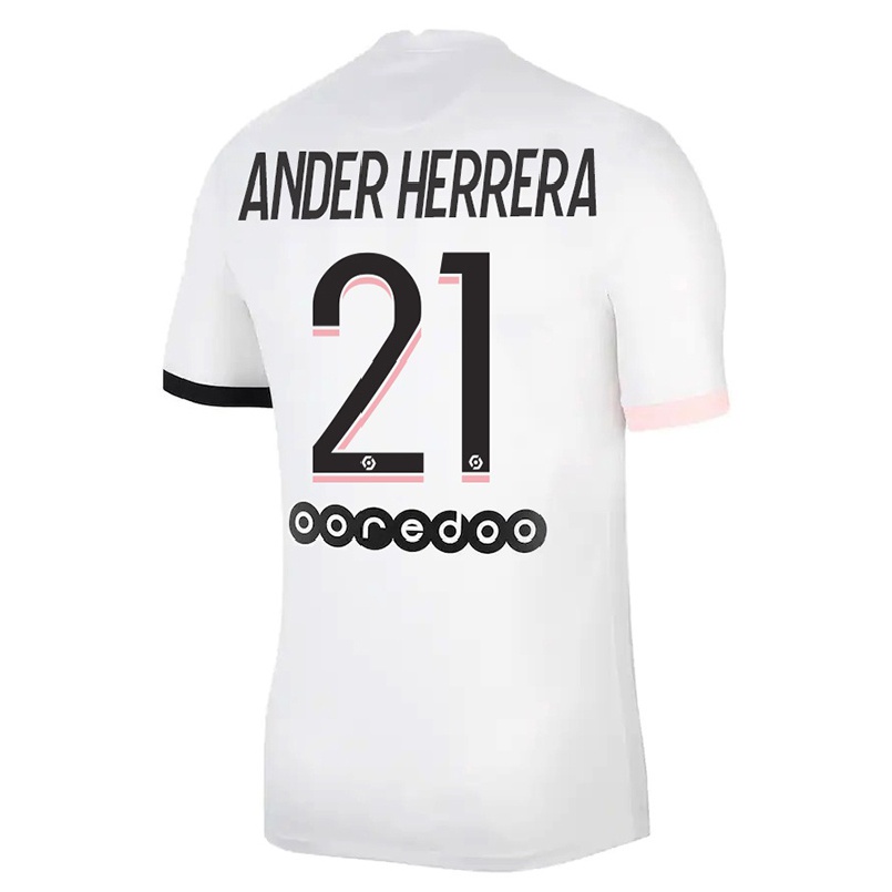 Hombre Fútbol Camiseta Ander Herrera #21 Blanco Rosa 2ª Equipación 2021/22 La Camisa Chile