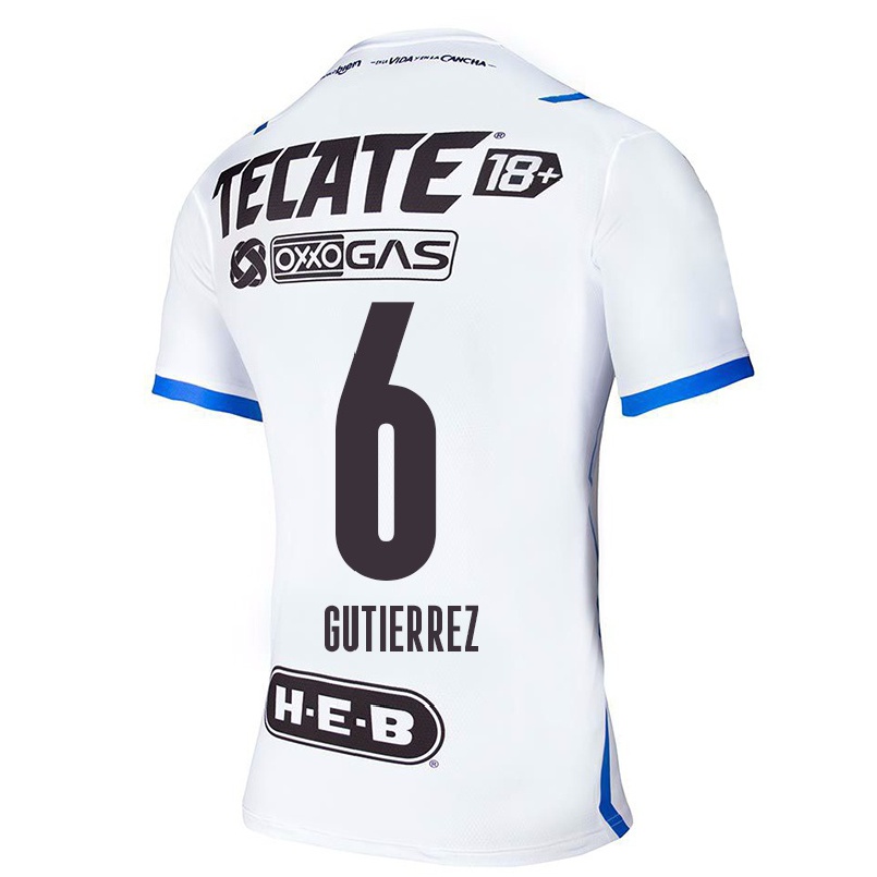 Hombre Fútbol Camiseta Edson Gutierrez #6 Azul Blanco 2ª Equipación 2021/22 La Camisa Chile