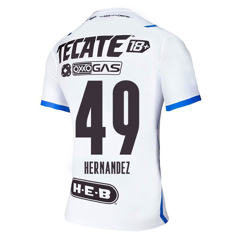 Hombre Fútbol Camiseta Neder Hernandez #49 Azul Blanco 2ª Equipación 2021/22 La Camisa Chile