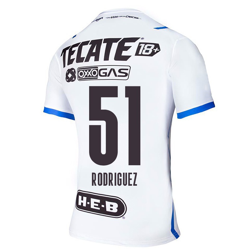 Hombre Fútbol Camiseta Michell Rodriguez #51 Azul Blanco 2ª Equipación 2021/22 La Camisa Chile
