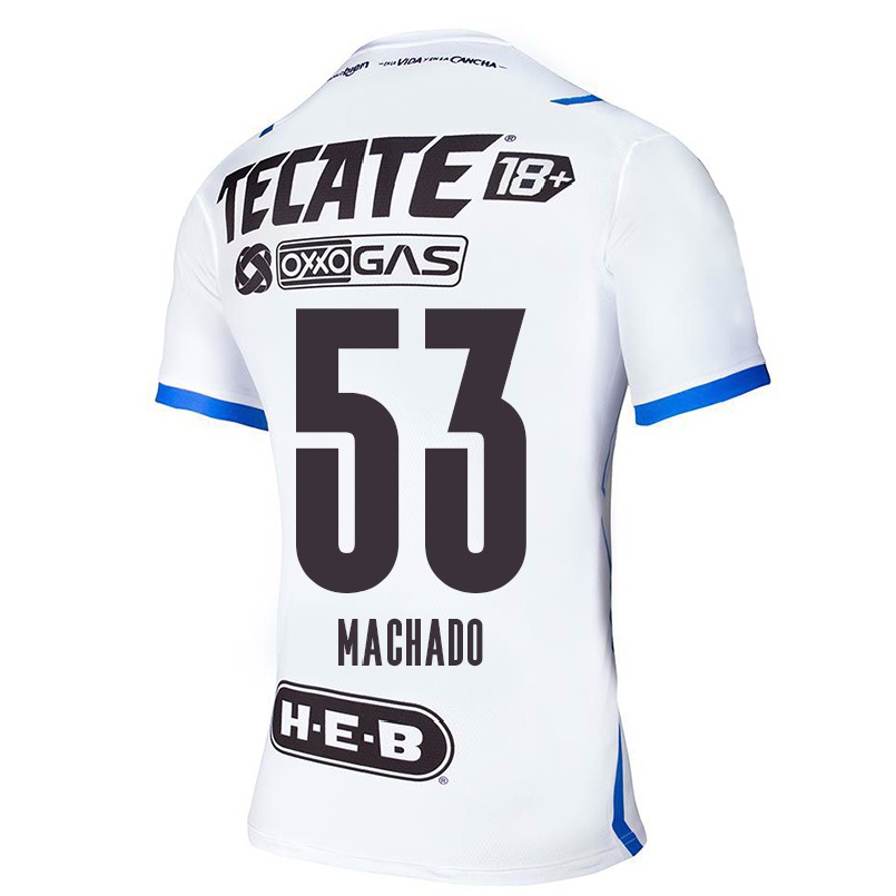 Hombre Fútbol Camiseta Juan Machado #53 Azul Blanco 2ª Equipación 2021/22 La Camisa Chile