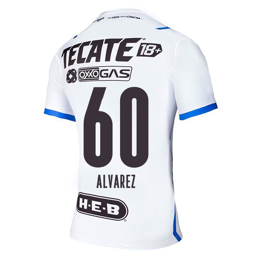 Hombre Fútbol Camiseta Juan Alvarez #60 Azul Blanco 2ª Equipación 2021/22 La Camisa Chile