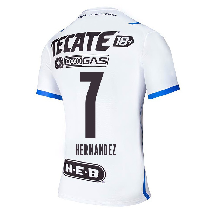 Hombre Fútbol Camiseta Andrea Hernandez #7 Azul Blanco 2ª Equipación 2021/22 La Camisa Chile