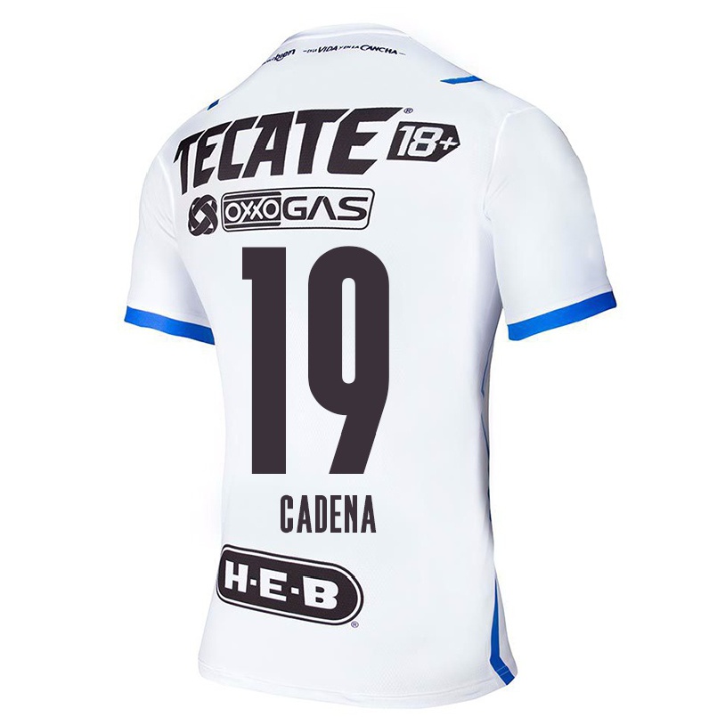 Hombre Fútbol Camiseta Mariana Cadena #19 Azul Blanco 2ª Equipación 2021/22 La Camisa Chile