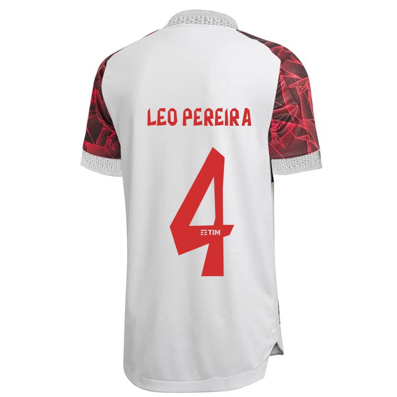 Hombre Fútbol Camiseta Leo Pereira #4 Blanco 2ª Equipación 2021/22 La Camisa Chile