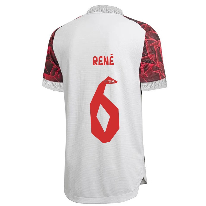 Hombre Fútbol Camiseta Rene #6 Blanco 2ª Equipación 2021/22 La Camisa Chile