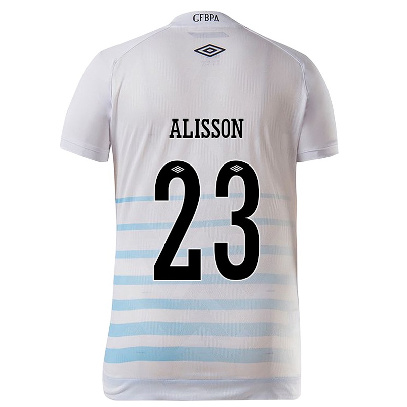 Hombre Fútbol Camiseta Alisson #23 Blanco Azul 2ª Equipación 2021/22 La Camisa Chile