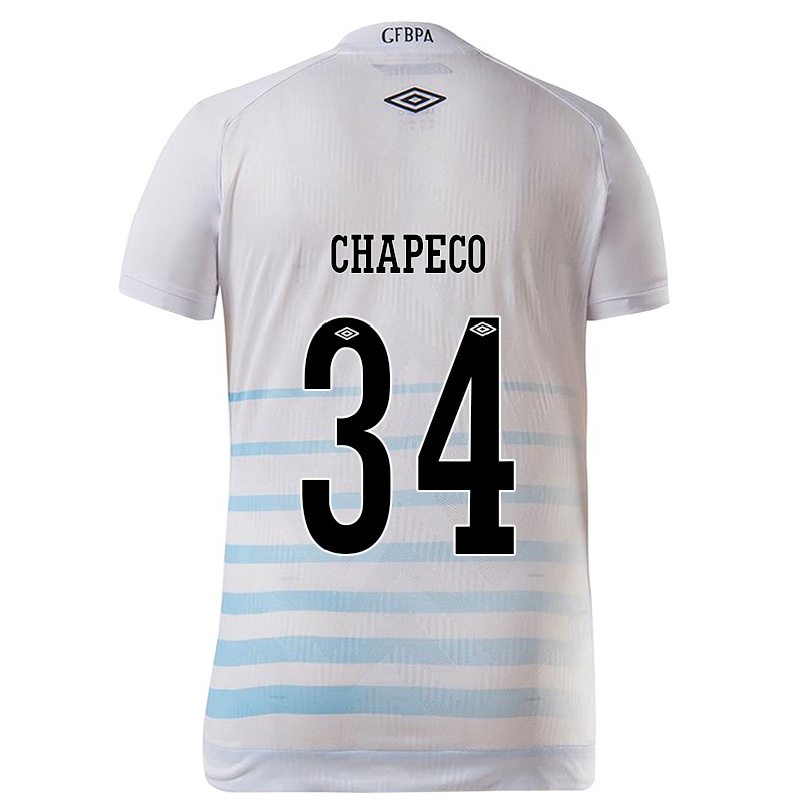 Hombre Fútbol Camiseta Gabriel Chapeco #34 Blanco Azul 2ª Equipación 2021/22 La Camisa Chile