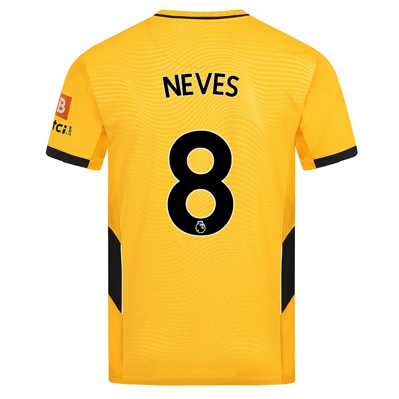 Hombre Fútbol Camiseta Ruben Neves #8 Amarillo 1ª Equipación 2021/22 La Camisa Chile