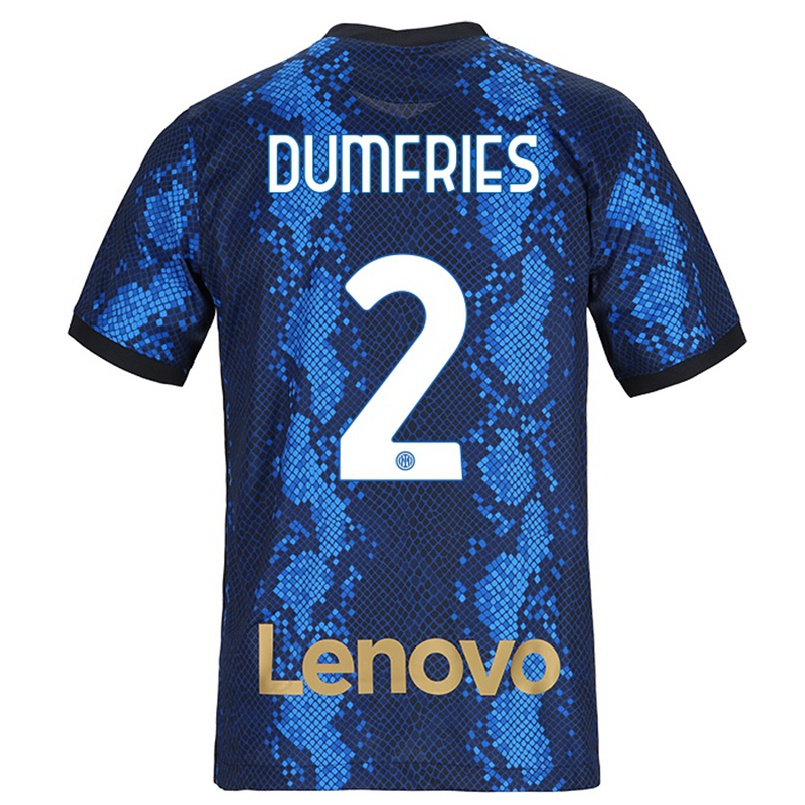 Hombre Fútbol Camiseta Denzel Dumfries #2 Azul Oscuro 1ª Equipación 2021/22 La Camisa Chile