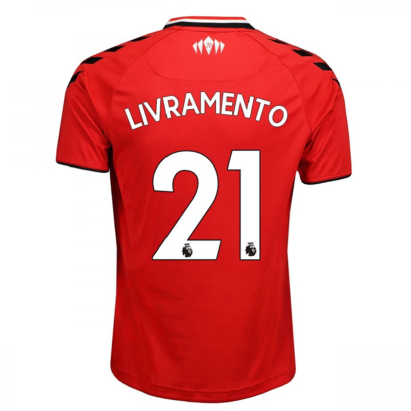 Hombre Fútbol Camiseta Tino Livramento #21 Rojo Blanco 1ª Equipación 2021/22 La Camisa Chile