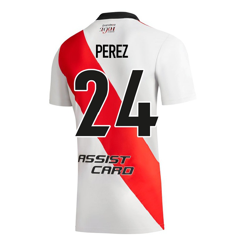 Hombre Fútbol Camiseta Enzo Perez #24 Blanco 1ª Equipación 2021/22 La Camisa Chile