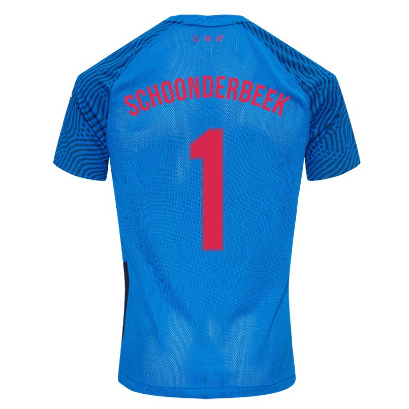 Hombre Fútbol Camiseta Sharon Schoonderbeek #1 Cielo Azul 2ª Equipación 2021/22 La Camisa Chile