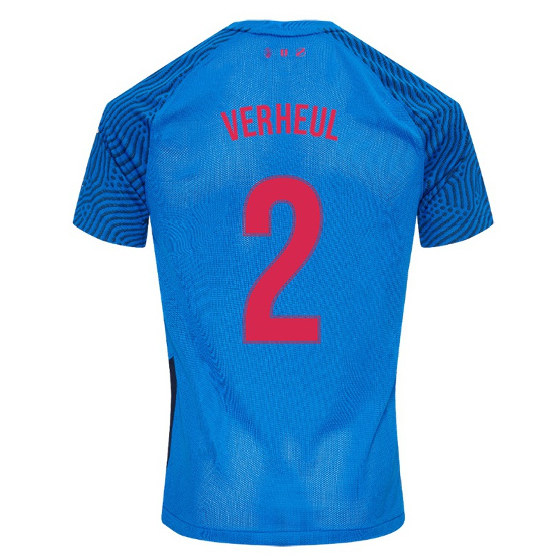 Hombre Fútbol Camiseta Sabine Verheul #2 Cielo Azul 2ª Equipación 2021/22 La Camisa Chile