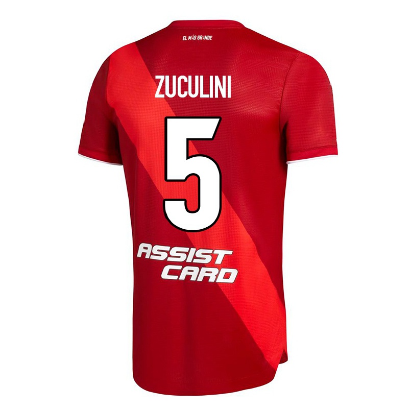 Hombre Fútbol Camiseta Bruno Zuculini #5 Rojo 2ª Equipación 2021/22 La Camisa Chile