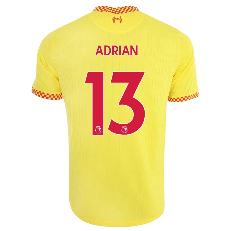 Hombre Fútbol Camiseta Adrian #13 Amarillo 3ª Equipación 2021/22 La Camisa Chile