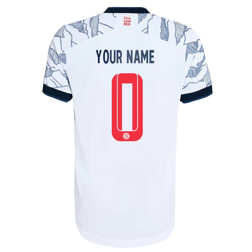 Hombre Fútbol Camiseta Tu Nombre #0 Gris Blanco 3ª Equipación 2021/22 La Camisa Chile