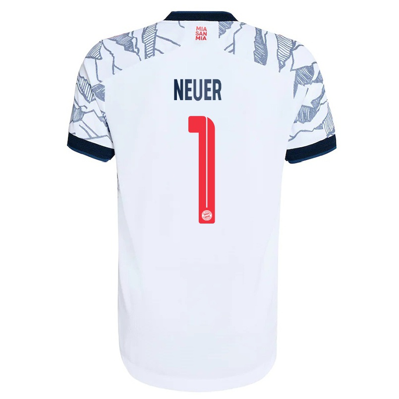 Hombre Fútbol Camiseta Manuel Neuer #1 Gris Blanco 3ª Equipación 2021/22 La Camisa Chile
