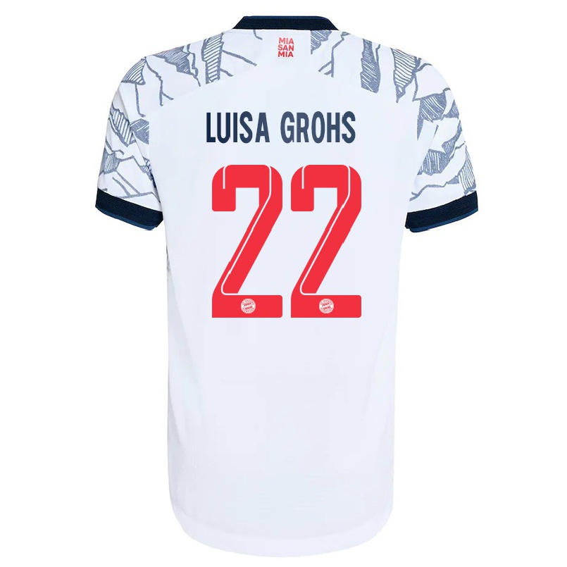 Hombre Fútbol Camiseta Maria Luisa Grohs #22 Gris Blanco 3ª Equipación 2021/22 La Camisa Chile