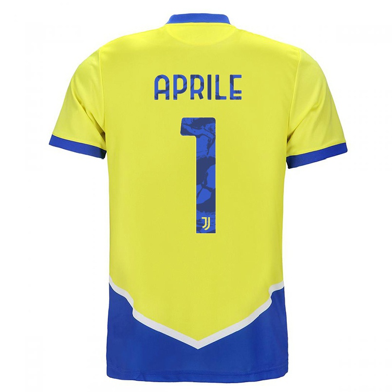 Hombre Fútbol Camiseta Roberta Aprile #1 Azul Amarillo 3ª Equipación 2021/22 La Camisa Chile