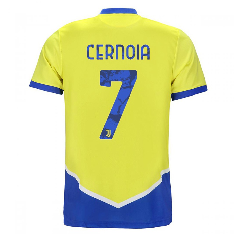 Hombre Fútbol Camiseta Valentina Cernoia #7 Azul Amarillo 3ª Equipación 2021/22 La Camisa Chile